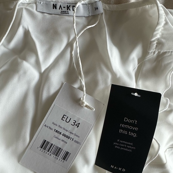 NA-KD Thin Strap Cape Dress White size 34 - Picture 6 of 7